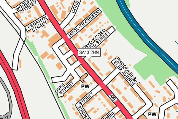 SA13 2HN map - OS OpenMap – Local (Ordnance Survey) SA13 2HN map - OS OpenMap – Local (Ordnance Survey)