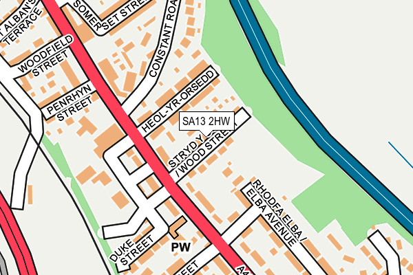 SA13 2HW map - OS OpenMap – Local (Ordnance Survey) SA13 2HW map - OS OpenMap – Local (Ordnance Survey)