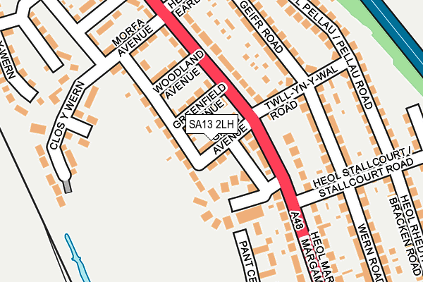 SA13 2LH map - OS OpenMap – Local (Ordnance Survey)