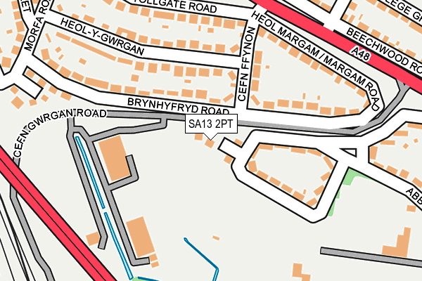 SA13 2PT map - OS OpenMap – Local (Ordnance Survey) SA13 2PT map - OS OpenMap – Local (Ordnance Survey)