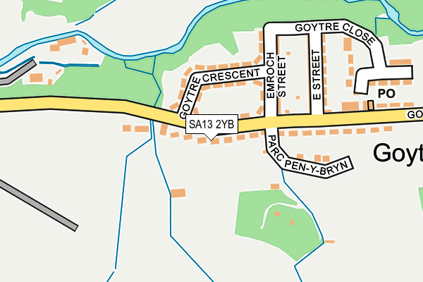 SA13 2YB map - OS OpenMap – Local (Ordnance Survey) SA13 2YB map - OS OpenMap – Local (Ordnance Survey)