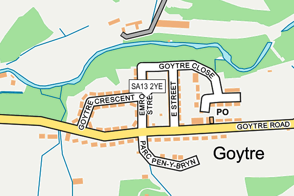 SA13 2YE map - OS OpenMap – Local (Ordnance Survey) SA13 2YE map - OS OpenMap – Local (Ordnance Survey)