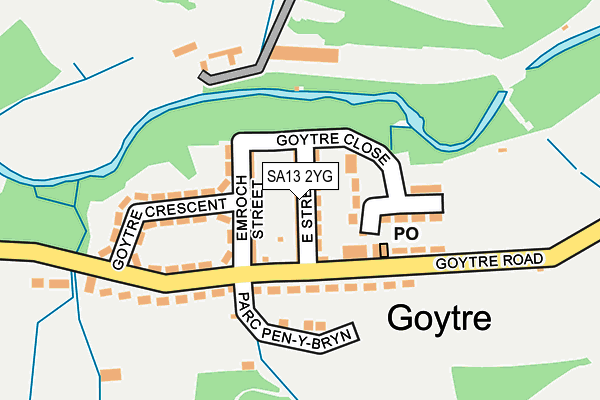 SA13 2YG map - OS OpenMap – Local (Ordnance Survey) SA13 2YG map - OS OpenMap – Local (Ordnance Survey)