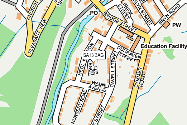 SA13 3AG map - OS OpenMap – Local (Ordnance Survey) SA13 3AG map - OS OpenMap – Local (Ordnance Survey)
