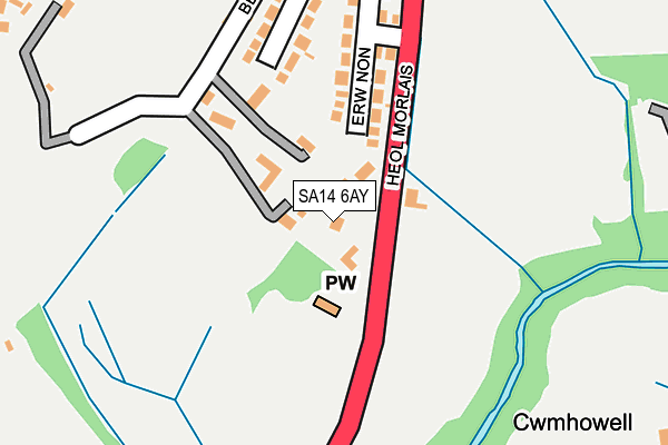 SA14 6AY map - OS OpenMap – Local (Ordnance Survey) SA14 6AY map - OS OpenMap – Local (Ordnance Survey)