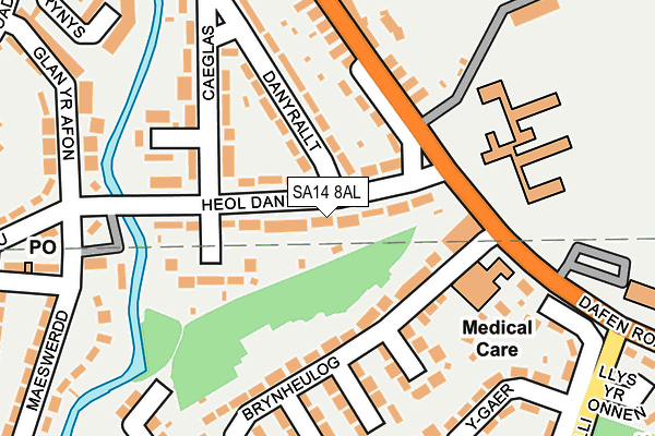 SA14 8AL map - OS OpenMap – Local (Ordnance Survey) SA14 8AL map - OS OpenMap – Local (Ordnance Survey)