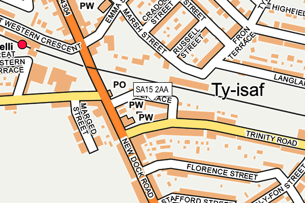 SA15 2AA map - OS OpenMap – Local (Ordnance Survey) SA15 2AA map - OS OpenMap – Local (Ordnance Survey)