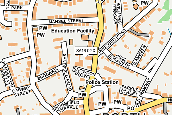 SA16 0GX map - OS OpenMap – Local (Ordnance Survey) SA16 0GX map - OS OpenMap – Local (Ordnance Survey)