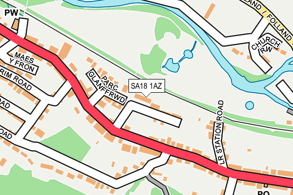 SA18 1AZ map - OS OpenMap – Local (Ordnance Survey) SA18 1AZ map - OS OpenMap – Local (Ordnance Survey)