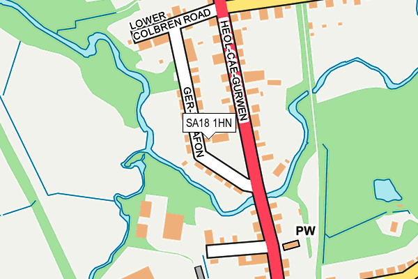 SA18 1HN map - OS OpenMap – Local (Ordnance Survey) SA18 1HN map - OS OpenMap – Local (Ordnance Survey)