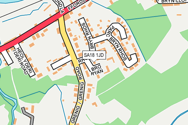 SA18 1JD map - OS OpenMap – Local (Ordnance Survey) SA18 1JD map - OS OpenMap – Local (Ordnance Survey)