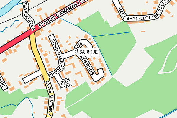 SA18 1JE map - OS OpenMap – Local (Ordnance Survey) SA18 1JE map - OS OpenMap – Local (Ordnance Survey)