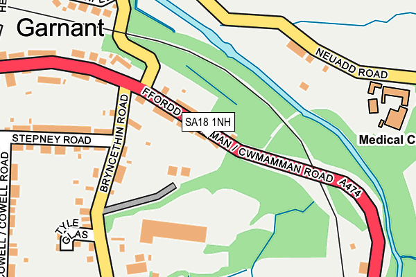 SA18 1NH map - OS OpenMap – Local (Ordnance Survey) SA18 1NH map - OS OpenMap – Local (Ordnance Survey)