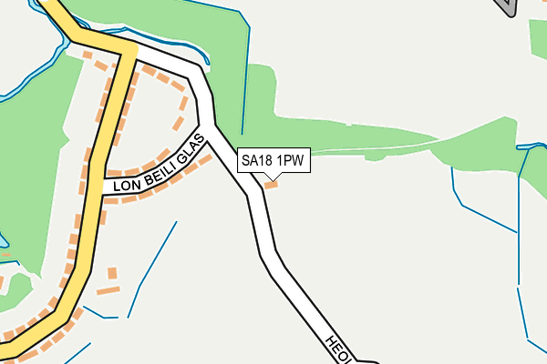 SA18 1PW map - OS OpenMap – Local (Ordnance Survey) SA18 1PW map - OS OpenMap – Local (Ordnance Survey)