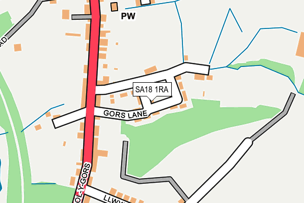 SA18 1RA map - OS OpenMap – Local (Ordnance Survey) SA18 1RA map - OS OpenMap – Local (Ordnance Survey)