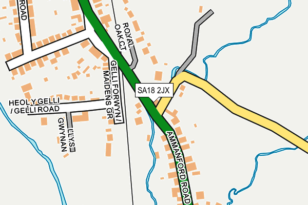 SA18 2JX map - OS OpenMap – Local (Ordnance Survey) SA18 2JX map - OS OpenMap – Local (Ordnance Survey)
