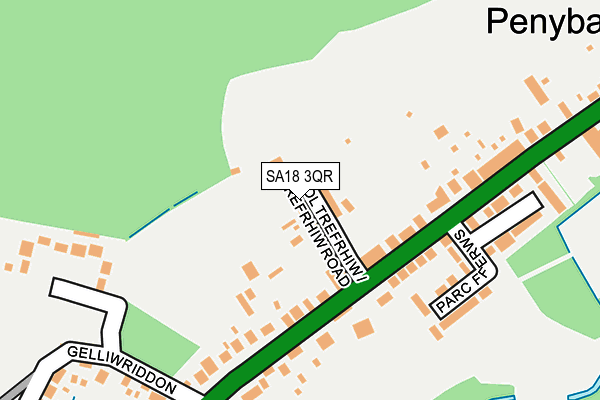 SA18 3QR map - OS OpenMap – Local (Ordnance Survey) SA18 3QR map - OS OpenMap – Local (Ordnance Survey)