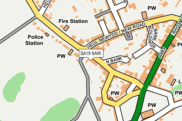 SA19 6AW map - OS OpenMap – Local (Ordnance Survey) SA19 6AW map - OS OpenMap – Local (Ordnance Survey)