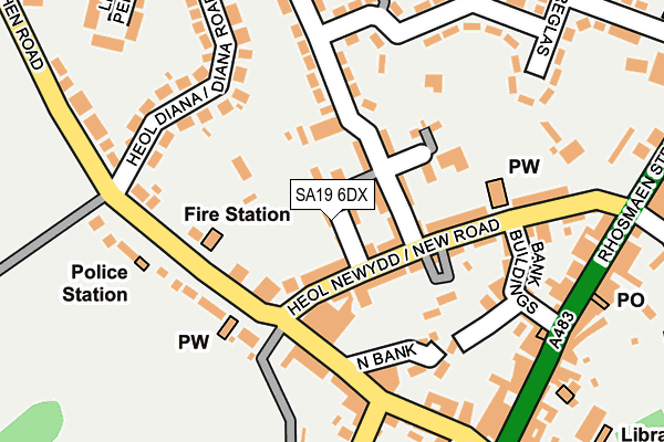 SA19 6DX map - OS OpenMap – Local (Ordnance Survey) SA19 6DX map - OS OpenMap – Local (Ordnance Survey)