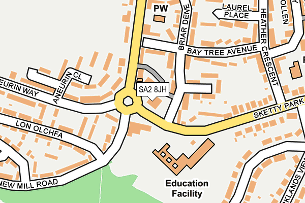 SA2 8JH map - OS OpenMap – Local (Ordnance Survey) SA2 8JH map - OS OpenMap – Local (Ordnance Survey)