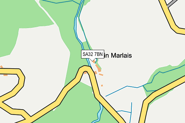 SA32 7BN map - OS OpenMap – Local (Ordnance Survey) SA32 7BN map - OS OpenMap – Local (Ordnance Survey)