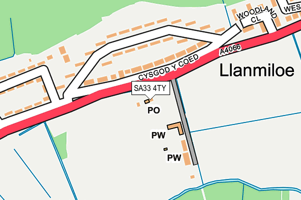 SA33 4TY map - OS OpenMap – Local (Ordnance Survey) SA33 4TY map - OS OpenMap – Local (Ordnance Survey)
