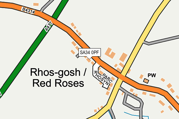SA34 0PF map - OS OpenMap – Local (Ordnance Survey) SA34 0PF map - OS OpenMap – Local (Ordnance Survey)