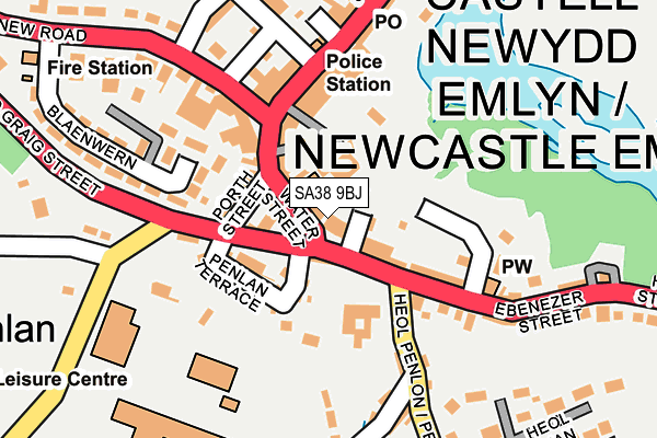 SA38 9BJ map - OS OpenMap – Local (Ordnance Survey) SA38 9BJ map - OS OpenMap – Local (Ordnance Survey)
