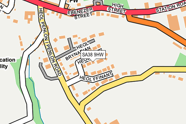 SA38 9HW map - OS OpenMap – Local (Ordnance Survey) SA38 9HW map - OS OpenMap – Local (Ordnance Survey)