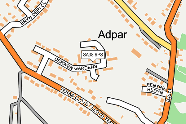 SA38 9PS map - OS OpenMap – Local (Ordnance Survey) SA38 9PS map - OS OpenMap – Local (Ordnance Survey)