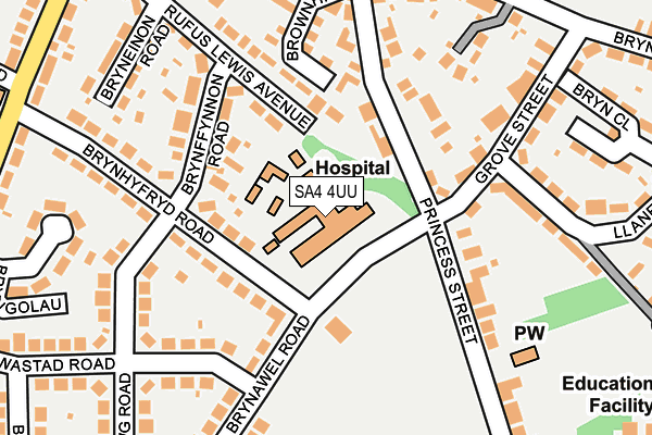 SA4 4UU map - OS OpenMap – Local (Ordnance Survey) SA4 4UU map - OS OpenMap – Local (Ordnance Survey)