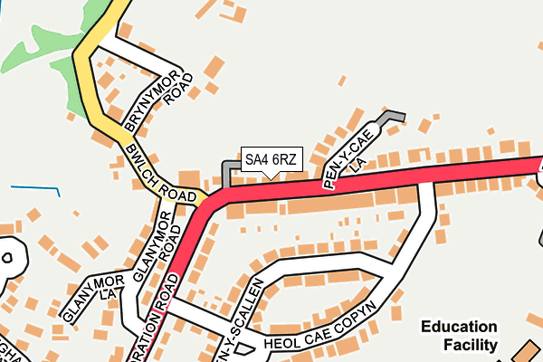 SA4 6RZ map - OS OpenMap – Local (Ordnance Survey) SA4 6RZ map - OS OpenMap – Local (Ordnance Survey)