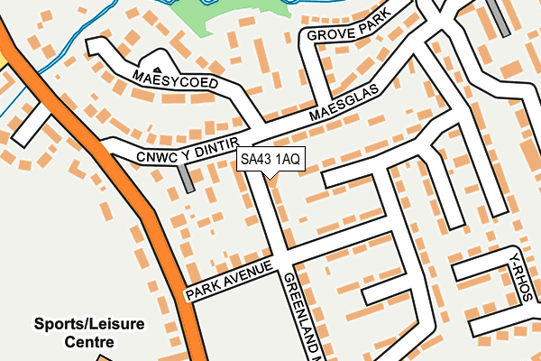 SA43 1AQ map - OS OpenMap – Local (Ordnance Survey) SA43 1AQ map - OS OpenMap – Local (Ordnance Survey)