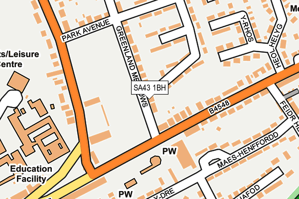 SA43 1BH map - OS OpenMap – Local (Ordnance Survey) SA43 1BH map - OS OpenMap – Local (Ordnance Survey)