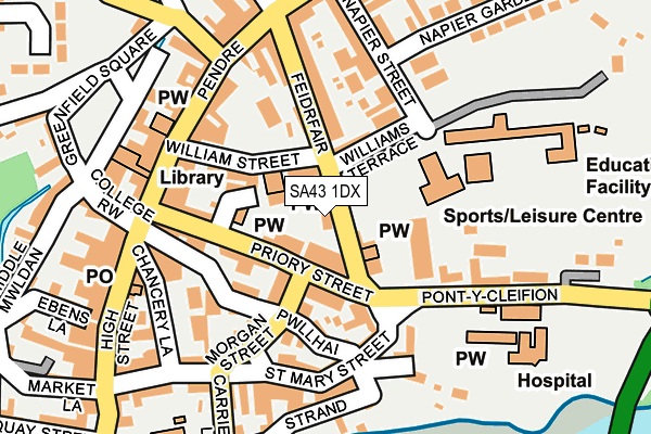 SA43 1DX map - OS OpenMap – Local (Ordnance Survey) SA43 1DX map - OS OpenMap – Local (Ordnance Survey)