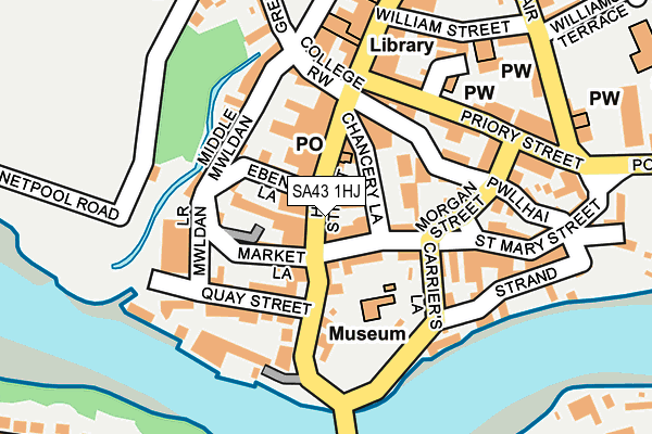 SA43 1HJ map - OS OpenMap – Local (Ordnance Survey) SA43 1HJ map - OS OpenMap – Local (Ordnance Survey)