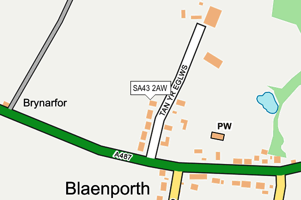 SA43 2AW map - OS OpenMap – Local (Ordnance Survey) SA43 2AW map - OS OpenMap – Local (Ordnance Survey)