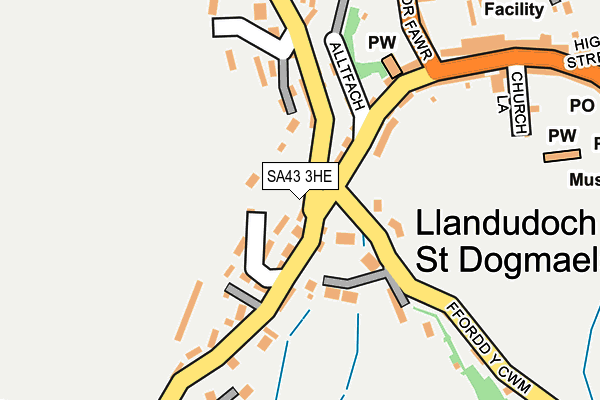 SA43 3HE map - OS OpenMap – Local (Ordnance Survey) SA43 3HE map - OS OpenMap – Local (Ordnance Survey)