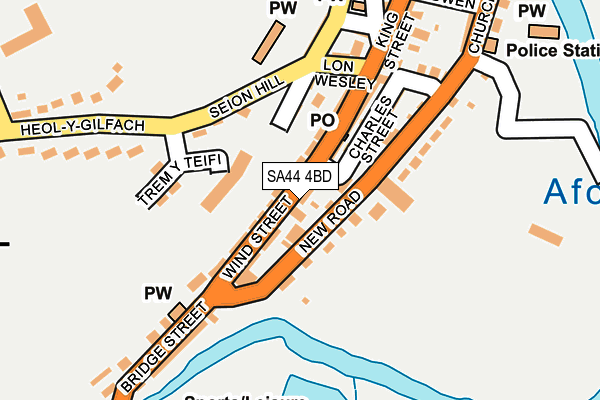 SA44 4BD map - OS OpenMap – Local (Ordnance Survey)