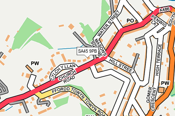 SA45 9PB map - OS OpenMap – Local (Ordnance Survey) SA45 9PB map - OS OpenMap – Local (Ordnance Survey)