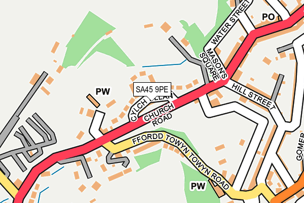 SA45 9PE map - OS OpenMap – Local (Ordnance Survey) SA45 9PE map - OS OpenMap – Local (Ordnance Survey)