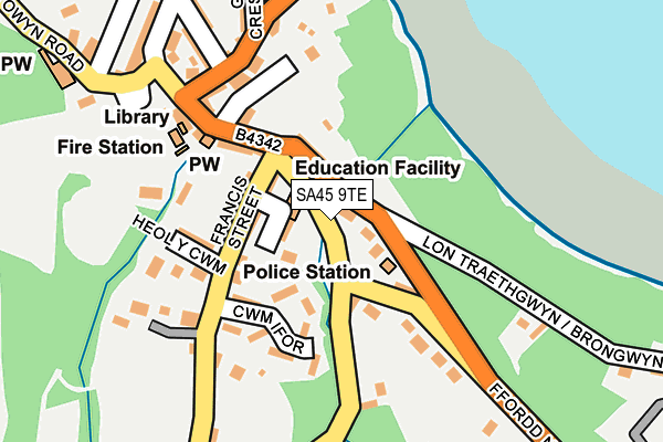 SA45 9TE map - OS OpenMap – Local (Ordnance Survey) SA45 9TE map - OS OpenMap – Local (Ordnance Survey)