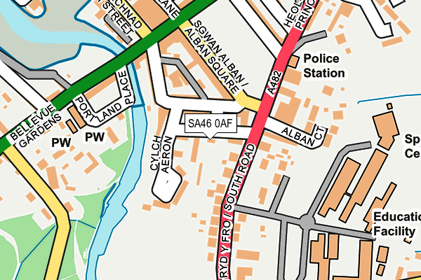 SA46 0AF map - OS OpenMap – Local (Ordnance Survey) SA46 0AF map - OS OpenMap – Local (Ordnance Survey)