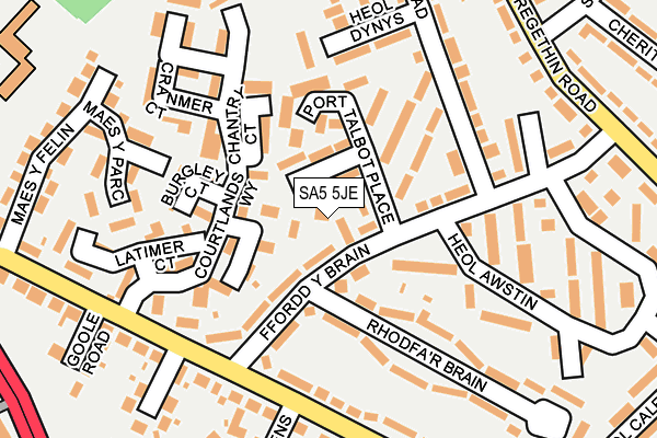 SA5 5JE map - OS OpenMap – Local (Ordnance Survey) SA5 5JE map - OS OpenMap – Local (Ordnance Survey)