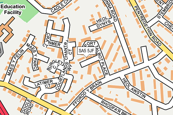 SA5 5JF map - OS OpenMap – Local (Ordnance Survey) SA5 5JF map - OS OpenMap – Local (Ordnance Survey)