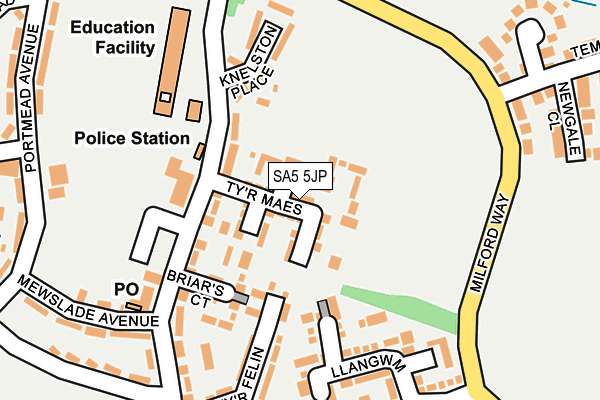 SA5 5JP map - OS OpenMap – Local (Ordnance Survey) SA5 5JP map - OS OpenMap – Local (Ordnance Survey)