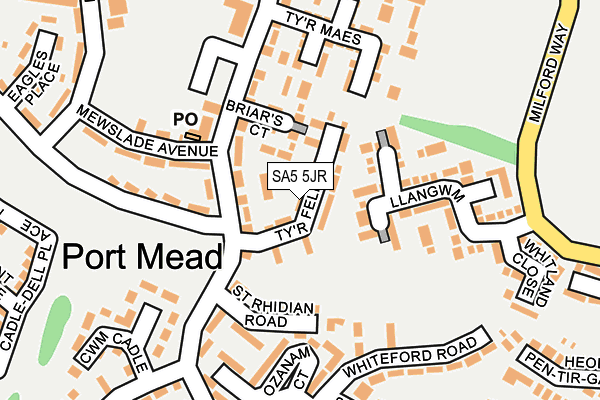 SA5 5JR map - OS OpenMap – Local (Ordnance Survey) SA5 5JR map - OS OpenMap – Local (Ordnance Survey)