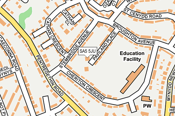 SA5 5JU map - OS OpenMap – Local (Ordnance Survey) SA5 5JU map - OS OpenMap – Local (Ordnance Survey)