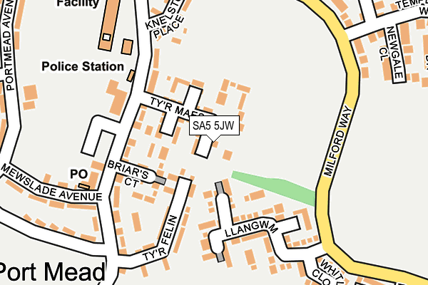SA5 5JW map - OS OpenMap – Local (Ordnance Survey) SA5 5JW map - OS OpenMap – Local (Ordnance Survey)