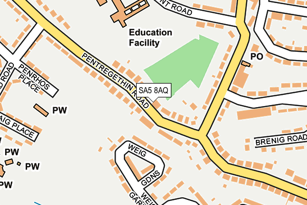 SA5 8AQ map - OS OpenMap – Local (Ordnance Survey)